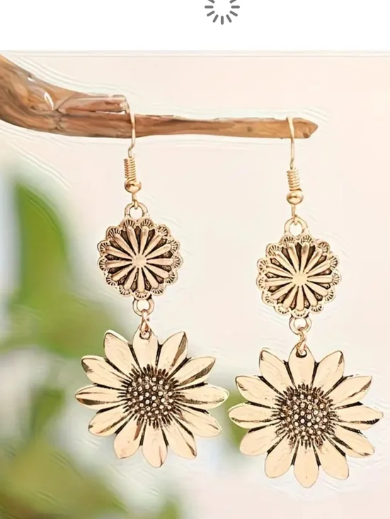 Sunflower Drop Earrings - Picture 3 of 6